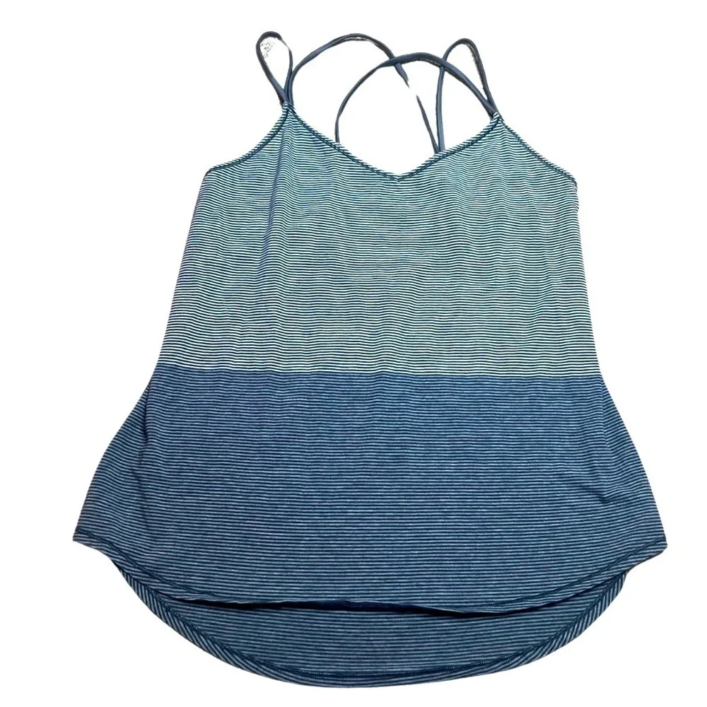 LULULEMON Breezy Strappy Back Tank Top Gray Stripe No Size Tag - Small